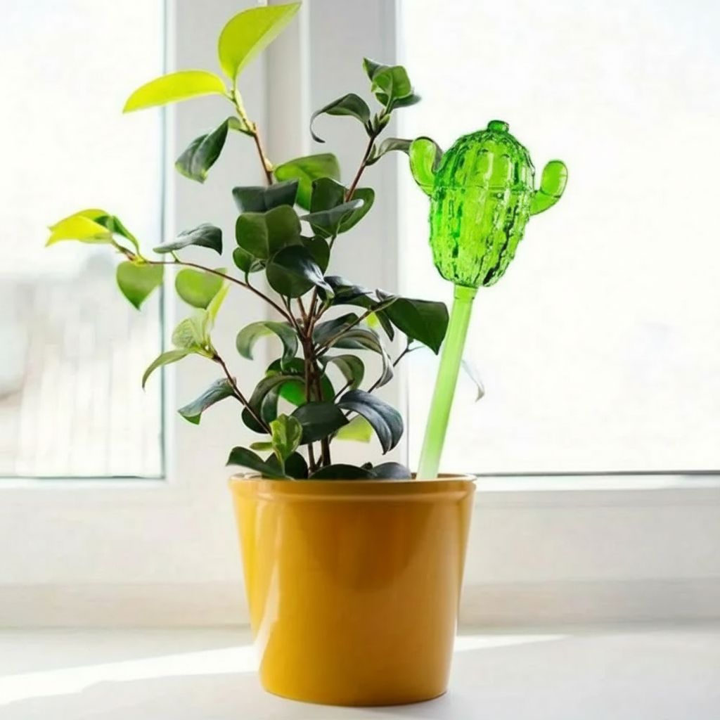 Immortal Shaped Automatic Drip Irrigation System Cactus Theme Styling For Indoor Potted Plant Waterer
