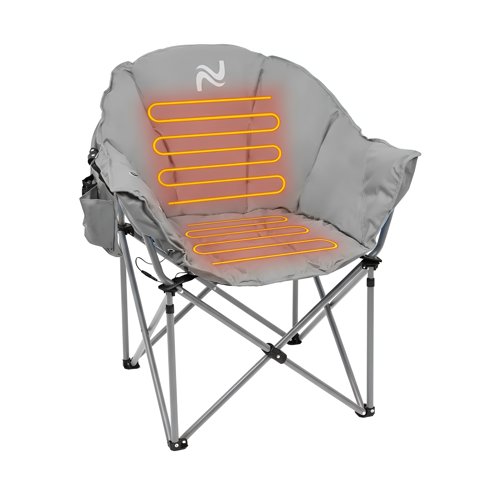 Oversized Heated Camping Chair, Portable Folding Patio Lounge Chairs Camp Chair for Outdoor, Adults, Heavy Duty Lawn Chairs Outdoor Chair for Camping, Lounge Patio 10000 mah power bank