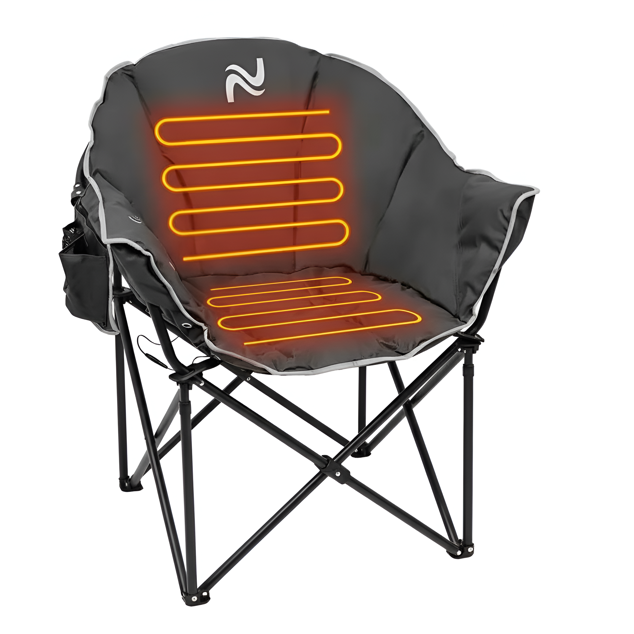 Oversized Heated Camping Chair, Portable Folding Patio Lounge Chairs Camp Chair for Outdoor, Adults, Heavy Duty Lawn Chairs Outdoor Chair for Camping, Lounge Patio 10000 mah power bank