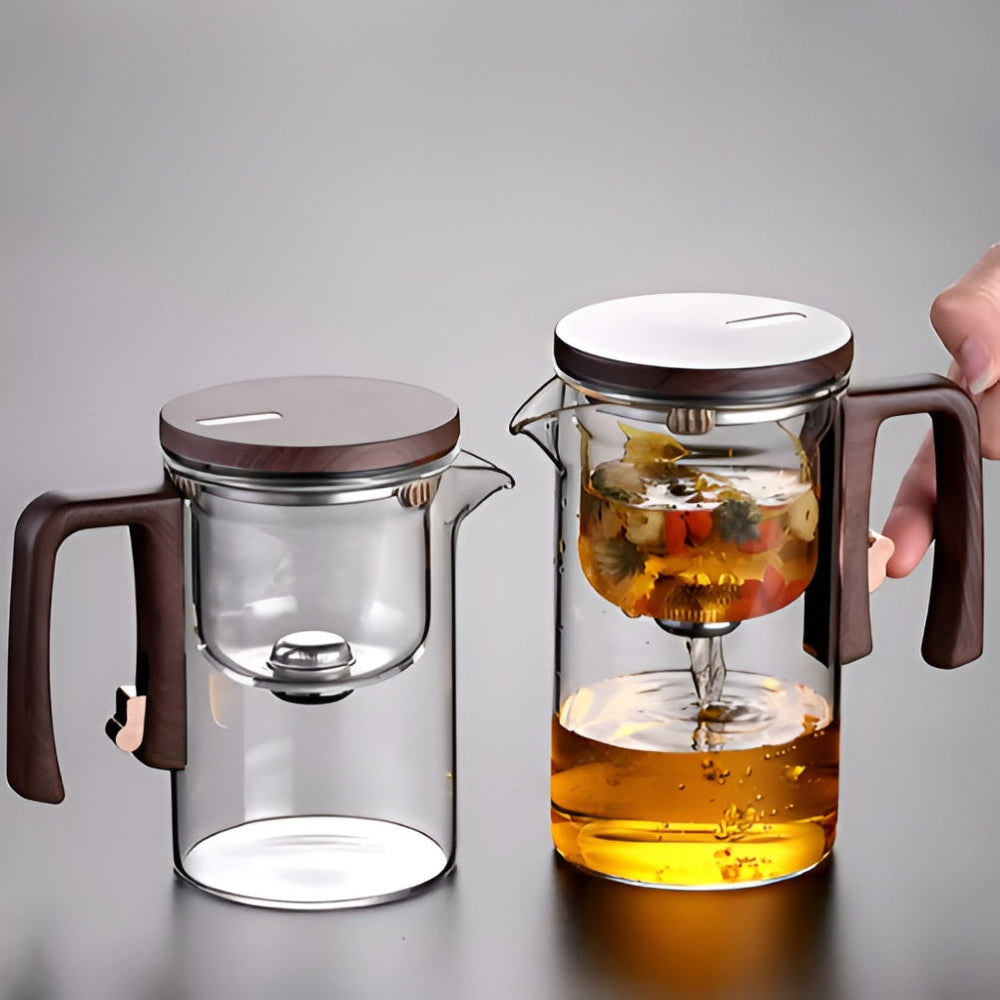 Wooden Lid Glass Teapot With Infuser-USA Camp Zone