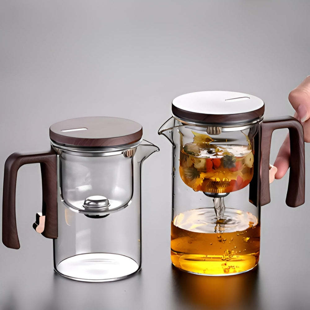 Wooden Lid Glass Teapot With Infuser-USA Camp Zone