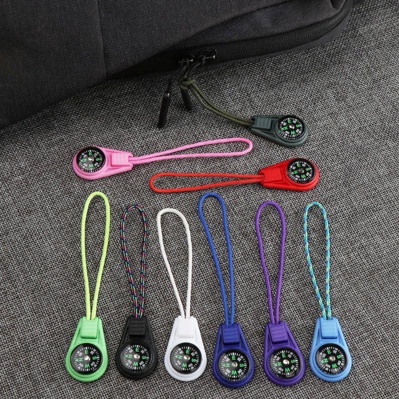 2Pcs Zipper Tail Rope Pocket Compasses-USA Camp Zone