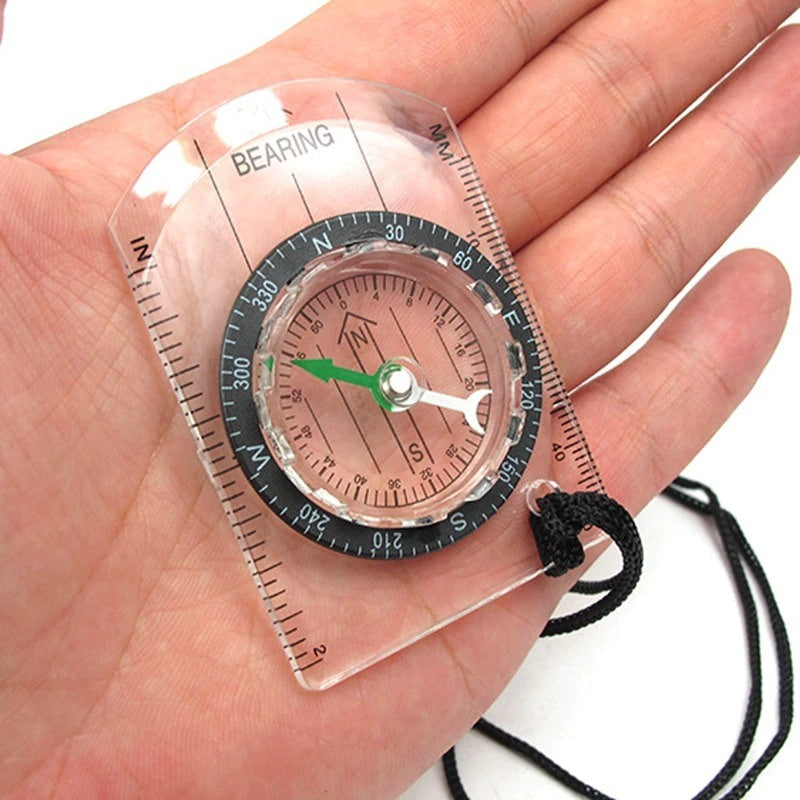 Outdoor Camping Hiking Transparent Plastic Compass-USA Camp Zone