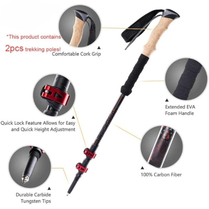 Lightweight Carbon Fiber Collapsible Telescopic Sticks-USA Camp Zone