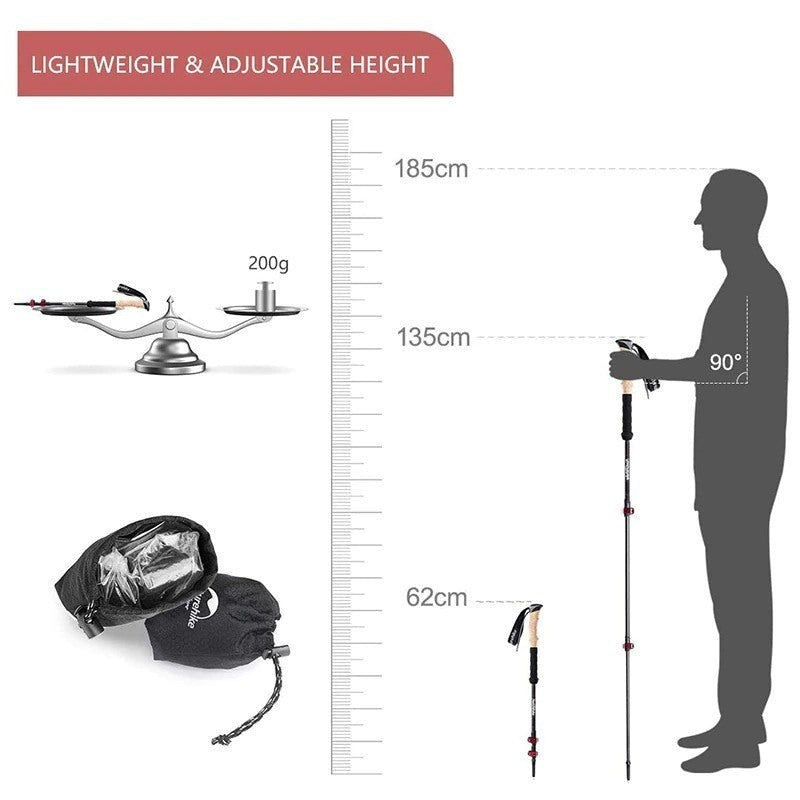 Lightweight Carbon Fiber Collapsible Telescopic Sticks-USA Camp Zone