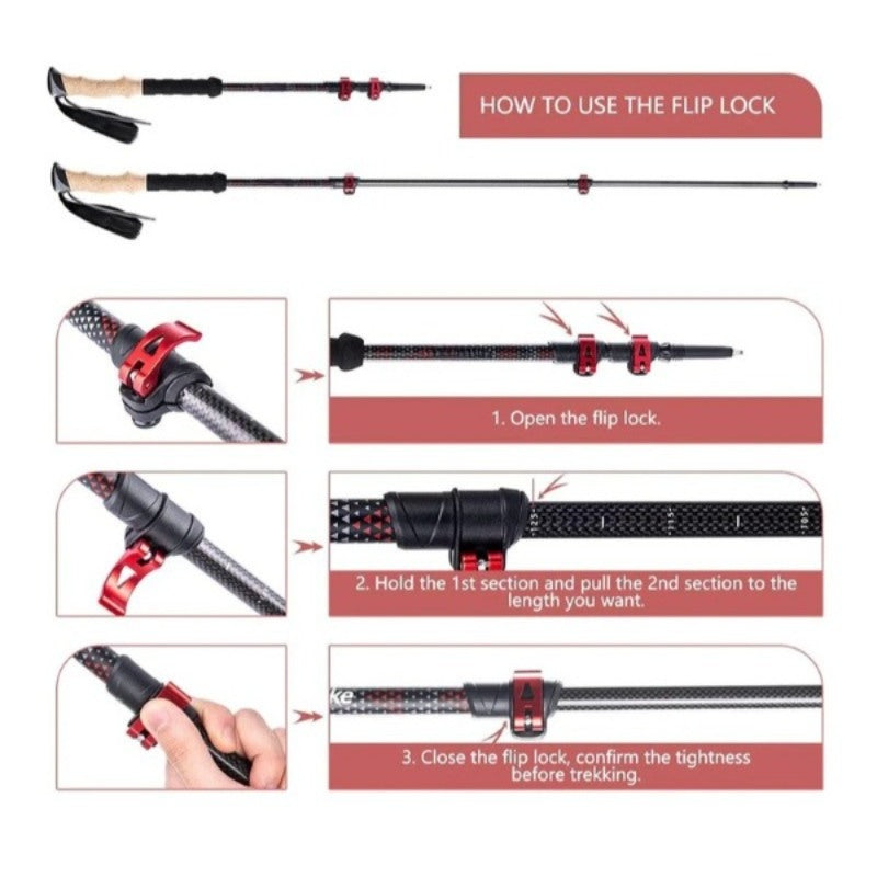 Lightweight Carbon Fiber Collapsible Telescopic Sticks-USA Camp Zone