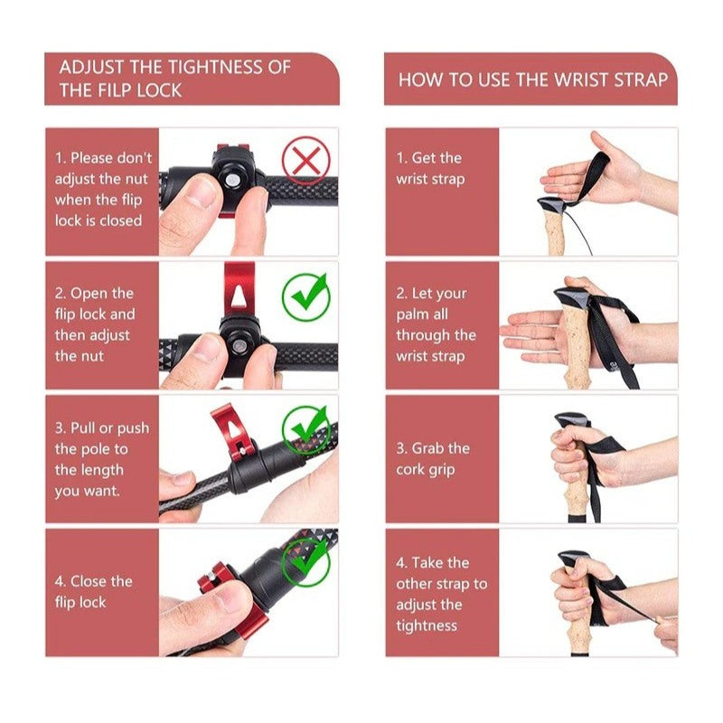 Lightweight Carbon Fiber Collapsible Telescopic Sticks-USA Camp Zone