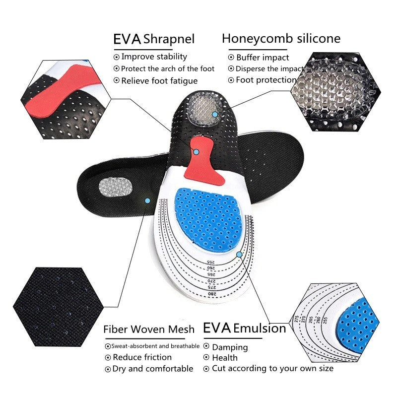 Sport Running Silicone Gel Insoles For Feet-USA Camp Zone