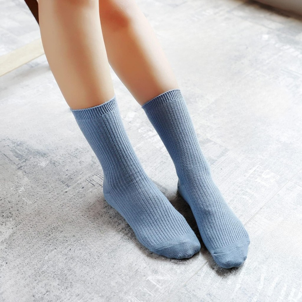 Pack of 6 Comfy Women Casual Knit Cotton Crew Socks