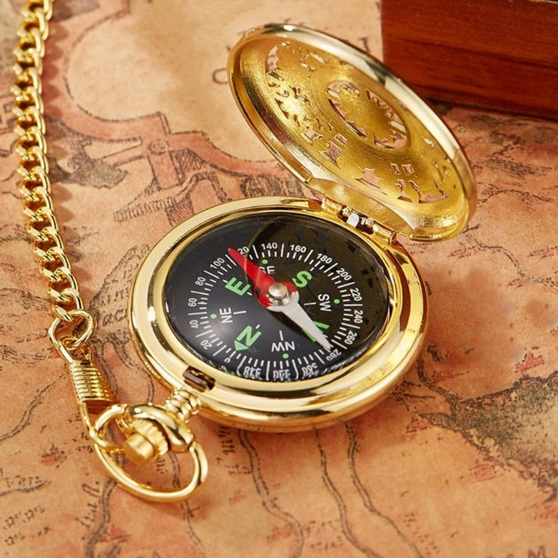 Engrave Pocket Watch Compass-USA Camp Zone