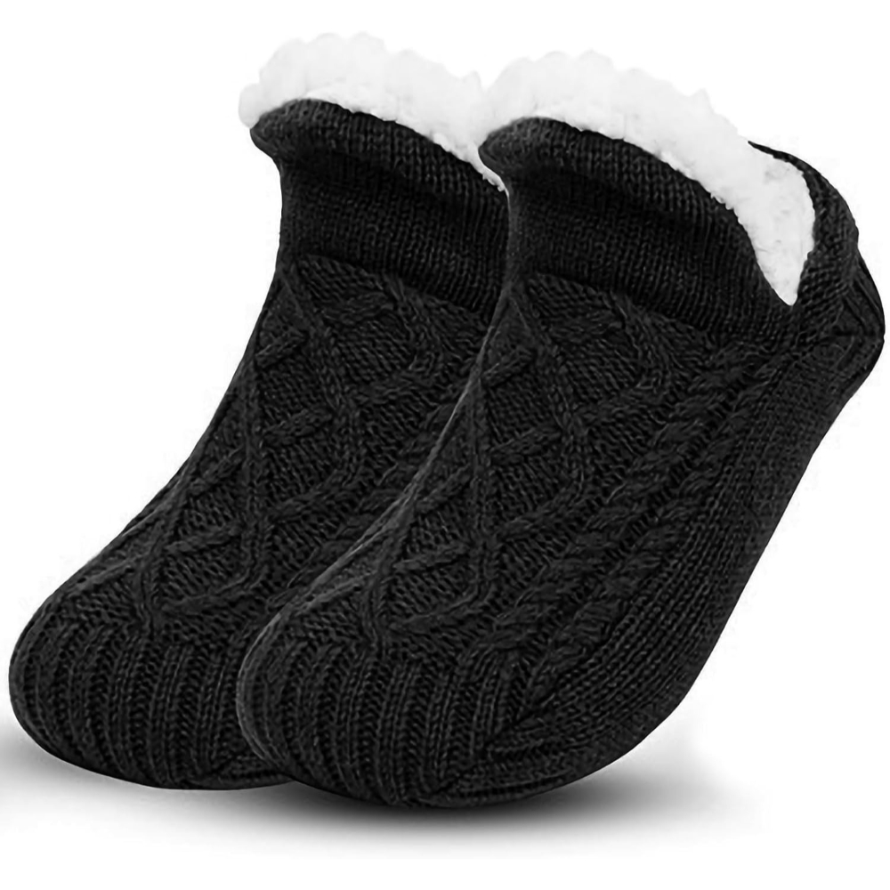 Unisex Thick Fleece Lined Non Slip Fluffy Fuzzy Warm Slipper Socks for Men and Women