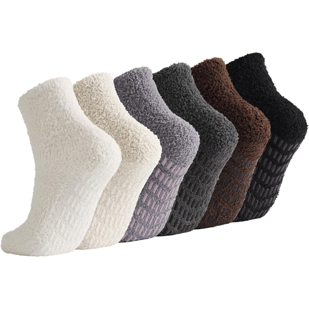6 Pairs Women Non Slip Grip Slipper Socks