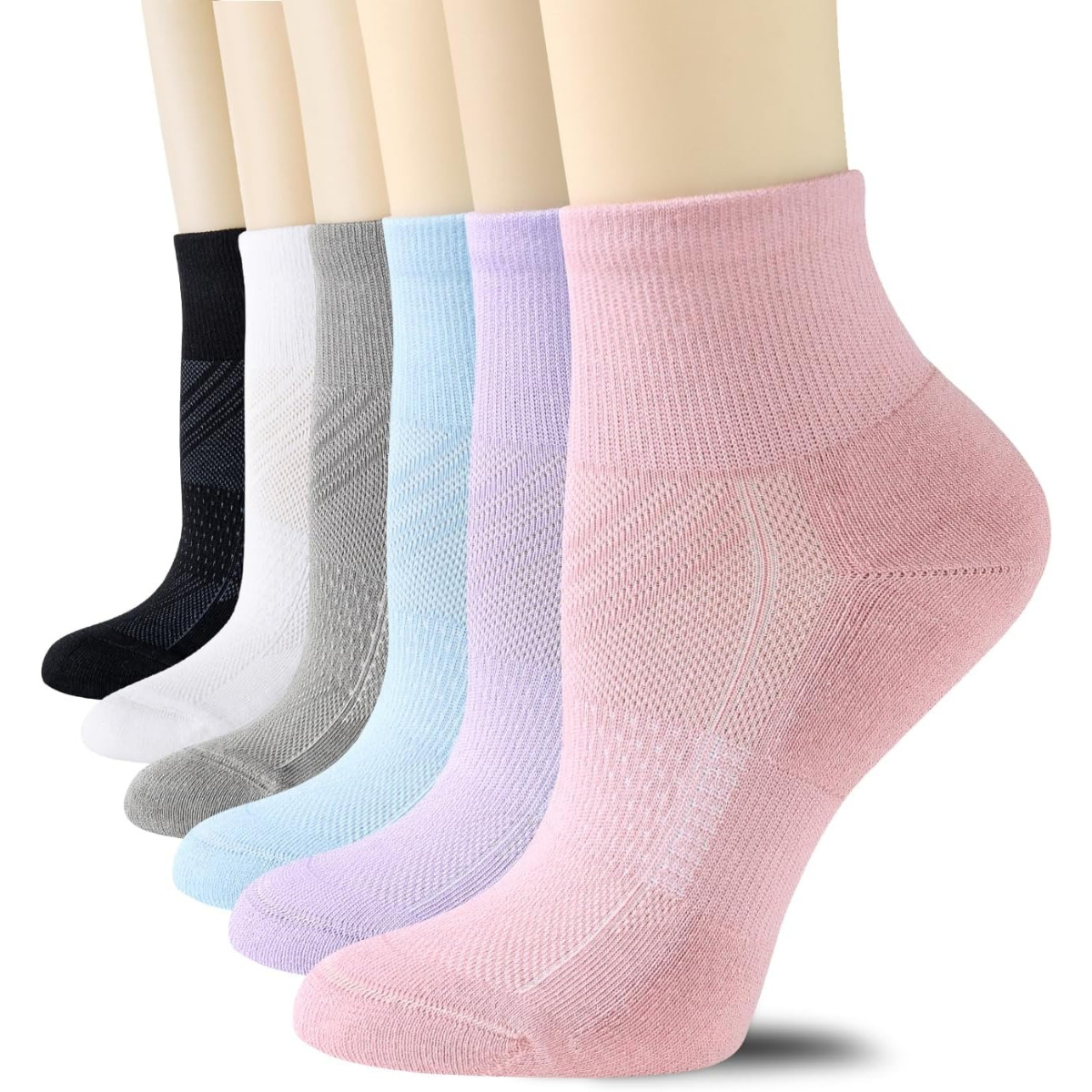 6 Pairs Women Running Ankle Athletic Sport Cushioned Socks