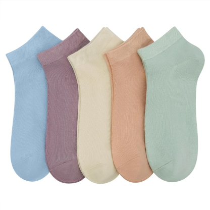 5 Pairs Women Lightweight Viscose Bamboo Low Cut Soft Ankle Socks