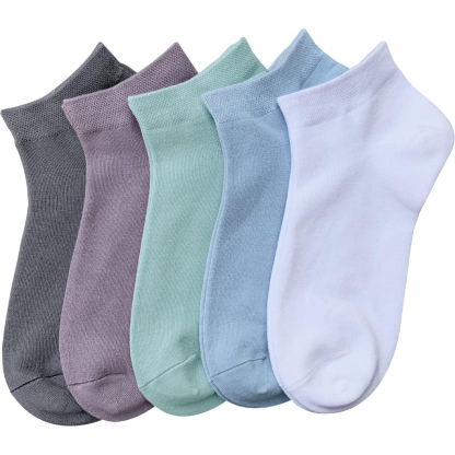5 Pairs Women Lightweight Viscose Bamboo Low Cut Soft Ankle Socks
