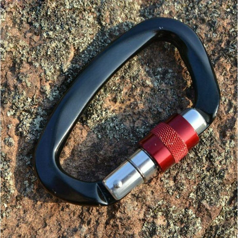 D Shaped Climbing Carabiner With Safety Screw-USA Camp Zone