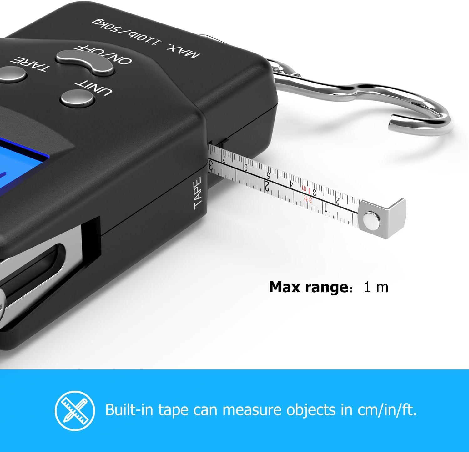Digital Weighing Scale With LCD Display And Built In Measuring Tape - USA Fish Bait