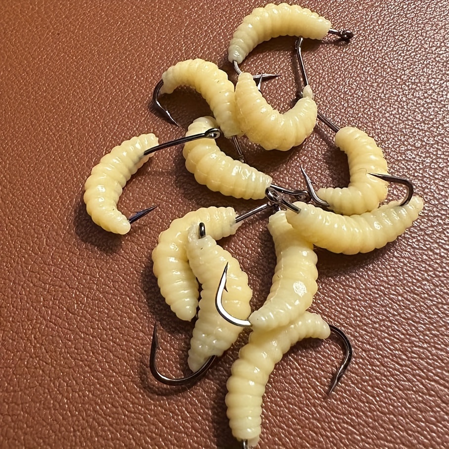 12/24/55pcs Rubber Maggots Fishing Bait, Fishing Maggots, Bulk Fishing Grubs for Trout, Crappie, Pan Fish, Bluegill, Fresh Water Fishing Lures Set