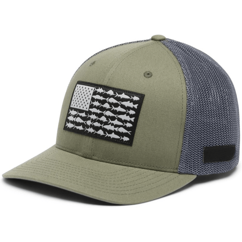 Mesh Back Fishing Hat - With Embroidered Flag Design-USA Fish Bait
