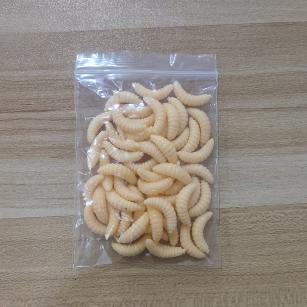 250/160/150/100/50/20pcs Simulation Maggot Fishing Lures, 2cm/0.79in Artificial Bionic Soft Worm Bait, Fishing Tackle
