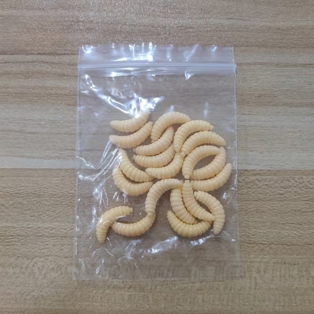 250/160/150/100/50/20pcs Simulation Maggot Fishing Lures, 2cm/0.79in Artificial Bionic Soft Worm Bait, Fishing Tackle