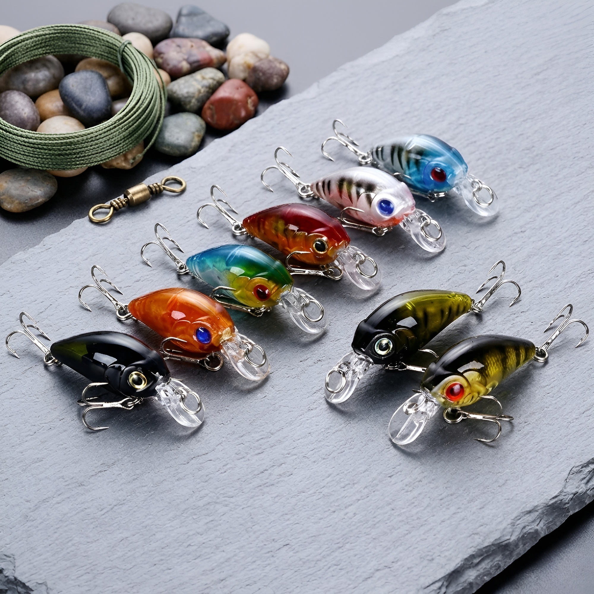 8 Piece Of Floating Fishing Lure Crankbait Set