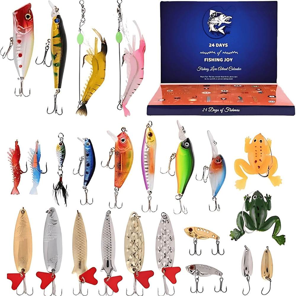 24 Piece Christmas Holiday Fishing Lure Gift Set - USA Fish Bait