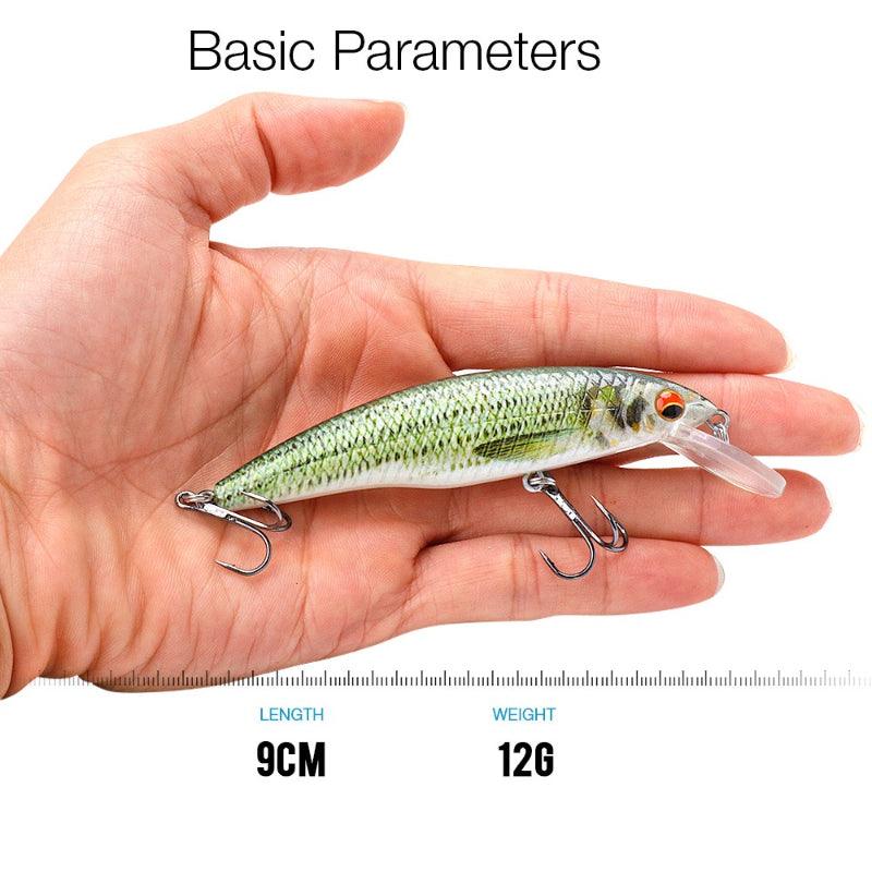 9CM 12G Black Minnow Spinning Fishing Lures - USA Fish Bait