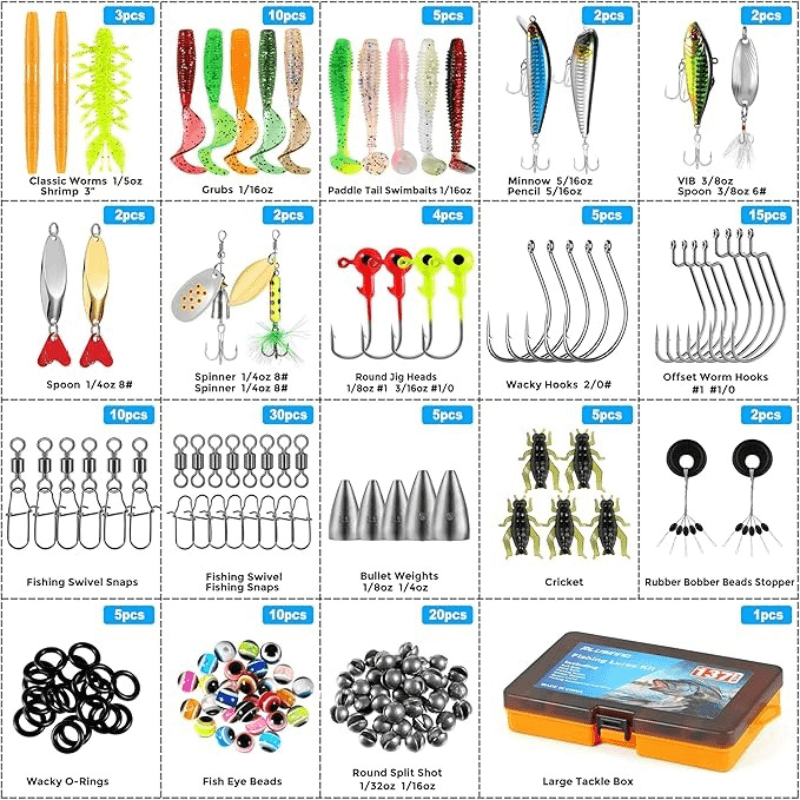 137 Piece Fishing Tackle Box With Lures-USA Fish Bait