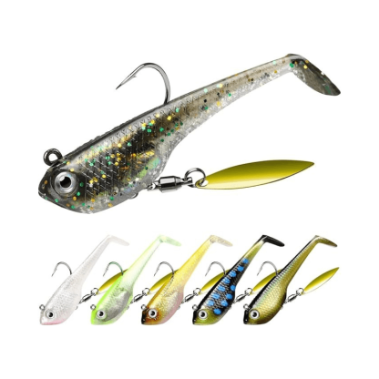 Pre-Rigged Soft Fishing Lures With Spinner Ready-to-Use Baits-USA Fish Bait