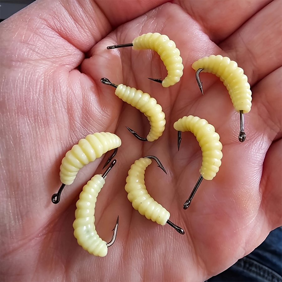 12/24/55pcs Rubber Maggots Fishing Bait, Fishing Maggots, Bulk Fishing Grubs for Trout, Crappie, Pan Fish, Bluegill, Fresh Water Fishing Lures Set