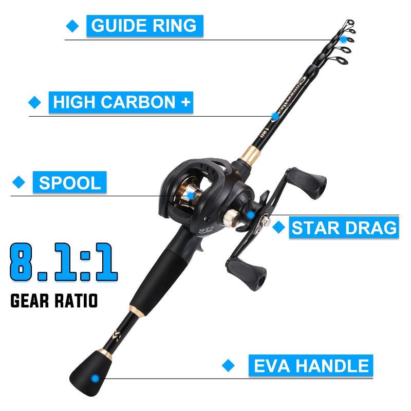 Carbon Baitcasting Rod Reel-USA Fish Bait