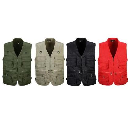 Men Multi Pocket Casual Vest - USA Fish Bait