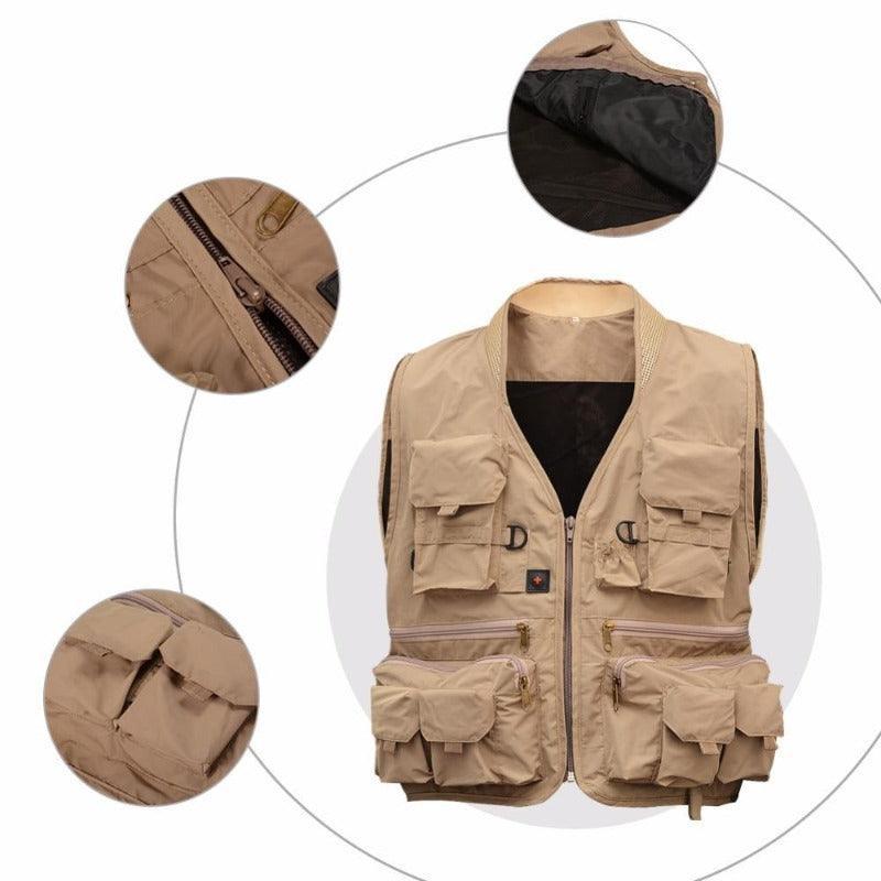 Outdoor Multi-Pocket Fishing Vest-USA Fish Bait