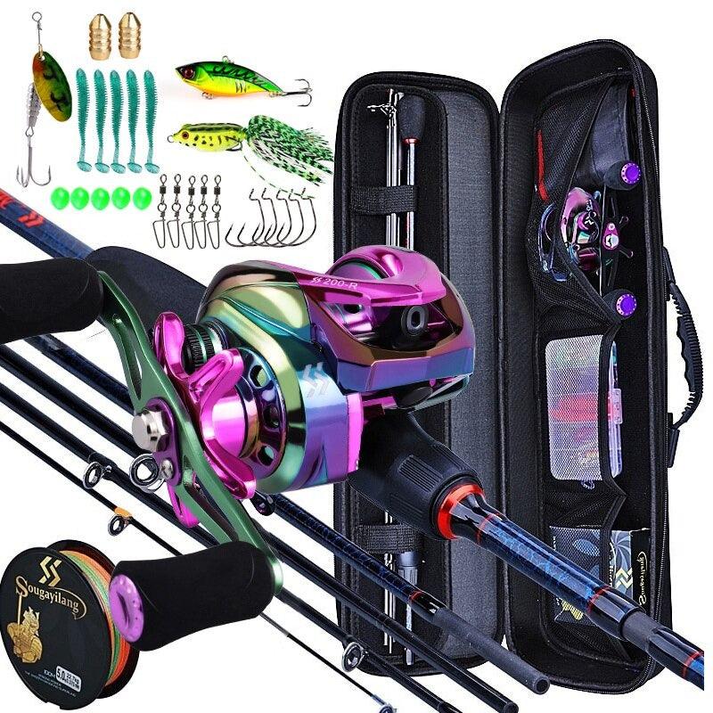 Travel Fishing Rod with Carbon Rod & Baitcasting Reel-USA Fish Bait