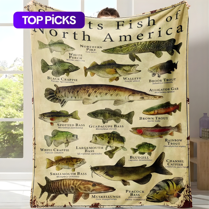  Fish Pattern Flannel Blanket