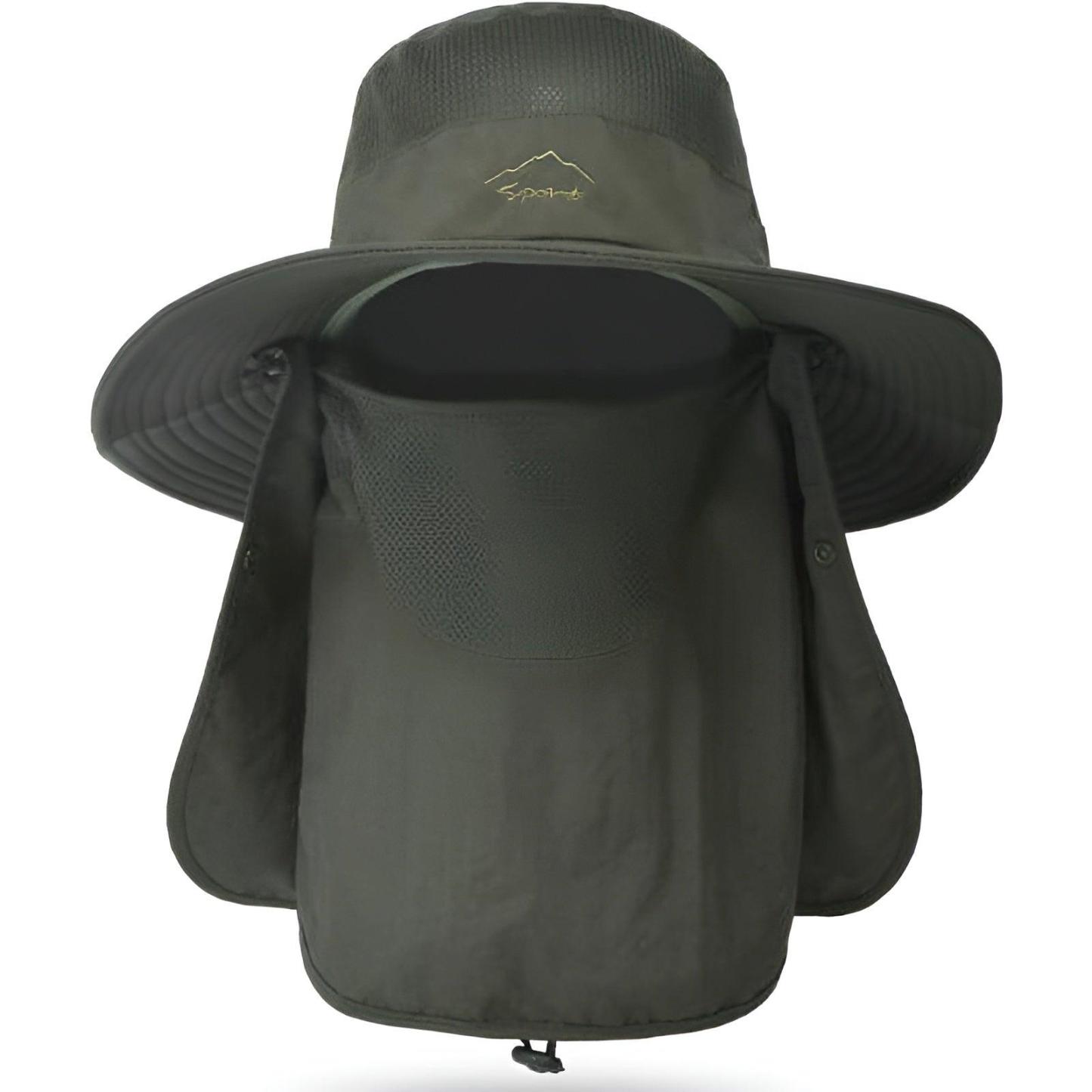 Outdoor Wide Brim Hat With Detachable Cover And Flap-USA Fish Bait