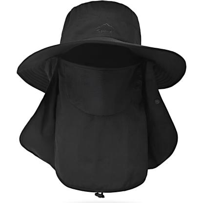 Outdoor Wide Brim Hat With Detachable Cover And Flap-USA Fish Bait