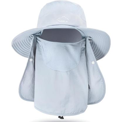 Outdoor Wide Brim Hat With Detachable Cover And Flap-USA Fish Bait