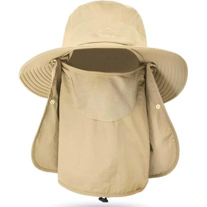 Outdoor Wide Brim Hat With Detachable Cover And Flap-USA Fish Bait