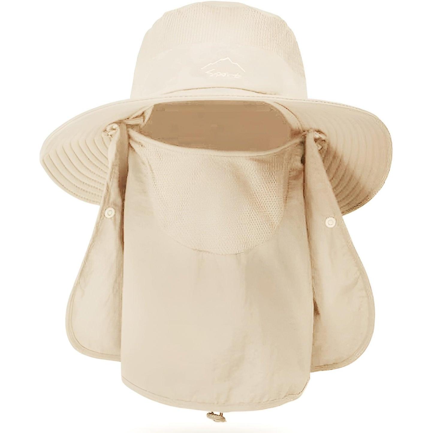 Outdoor Wide Brim Hat With Detachable Cover And Flap-USA Fish Bait