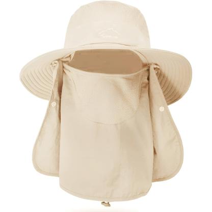 Outdoor Wide Brim Hat With Detachable Cover And Flap-USA Fish Bait