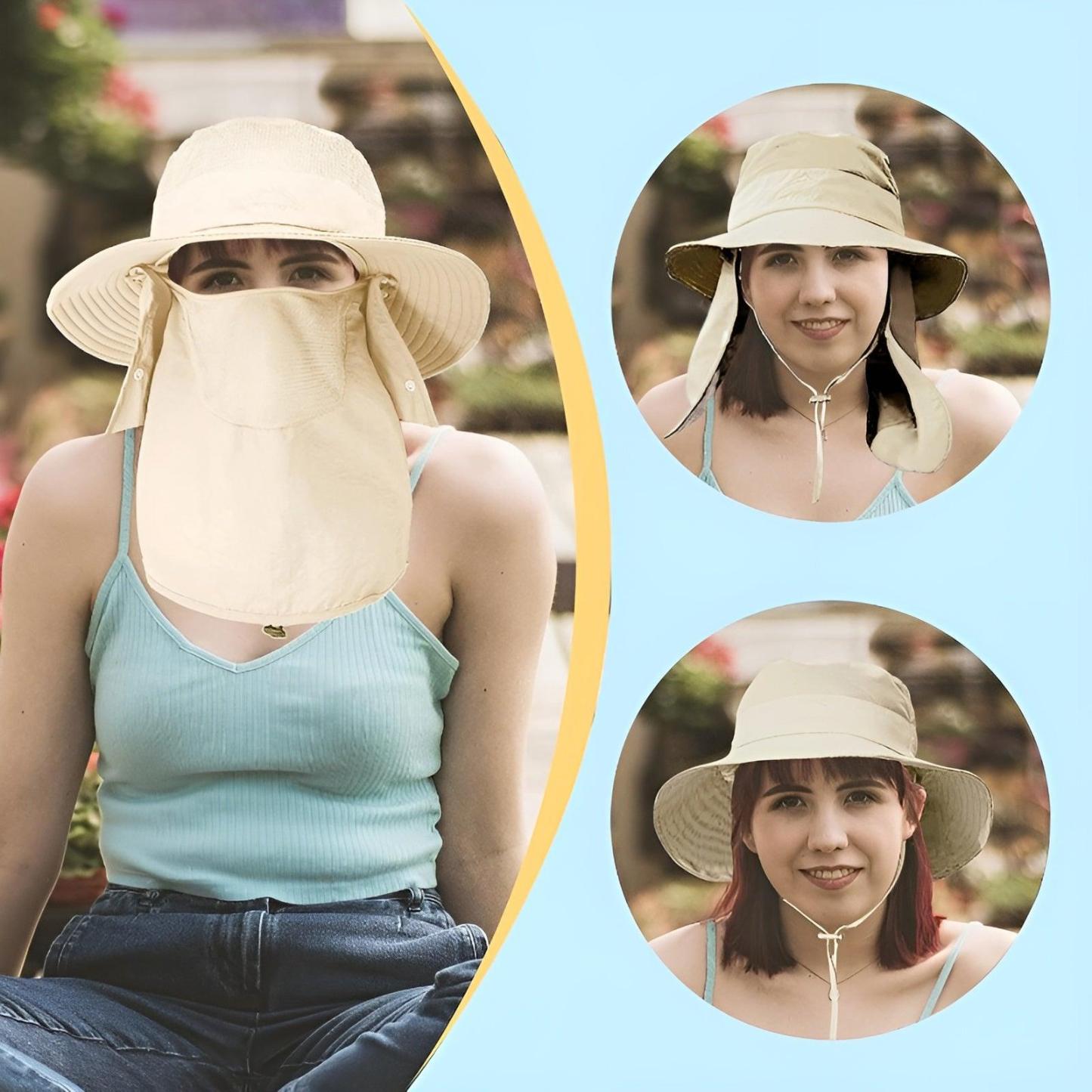 Outdoor Wide Brim Hat With Detachable Cover And Flap-USA Fish Bait