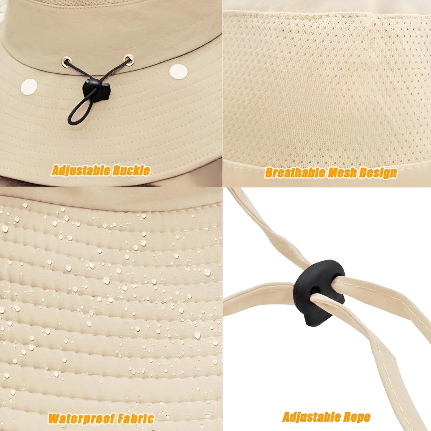 Outdoor Wide Brim Hat With Detachable Cover And Flap-USA Fish Bait