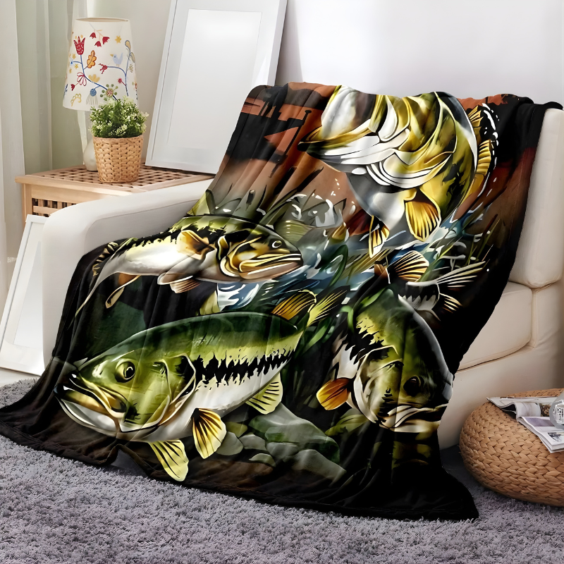  Fish Pattern Flannel Blanket
