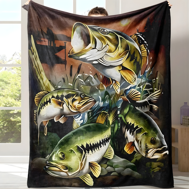  Fish Pattern Flannel Blanket