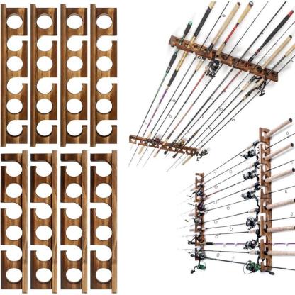 Wall And Ceiling Mounted Wooden Rod Rack For Fishing Gear Storage - USA Fish Bait