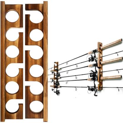 Wall And Ceiling Mounted Wooden Rod Rack For Fishing Gear Storage - USA Fish Bait
