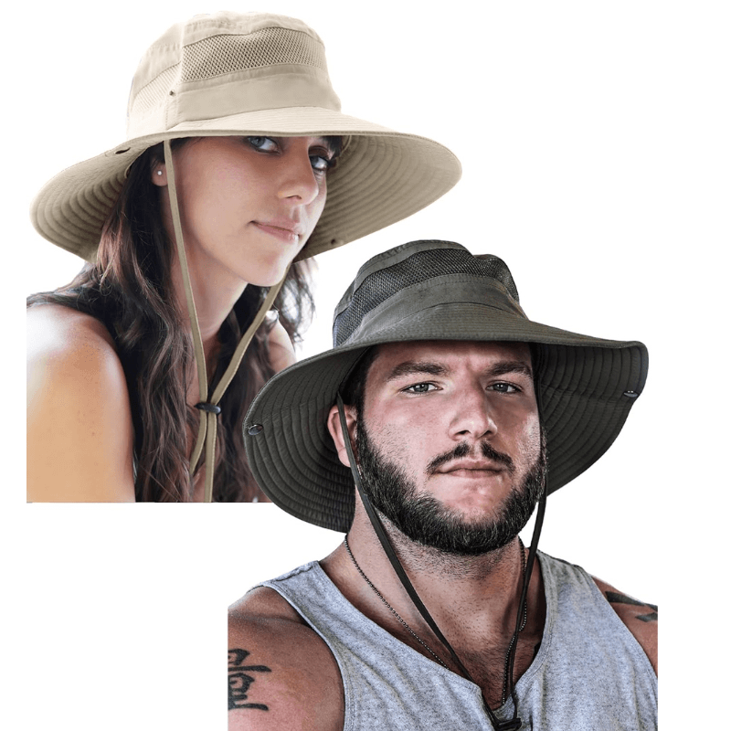 Pack Of Two Wide Brim Sun Hat With Mesh Ventilation For Adventure-USA Fish Bait