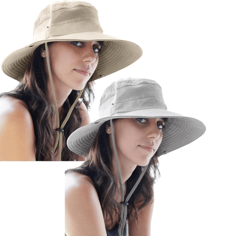 Pack Of Two Wide Brim Sun Hat With Mesh Ventilation For Adventure-USA Fish Bait